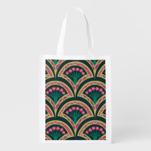 shell shaped green pattern grocery bag