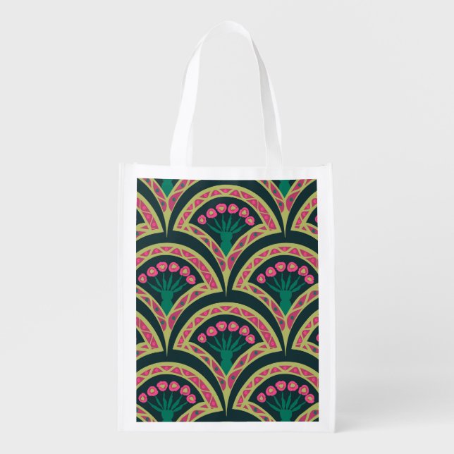shell shaped green pattern grocery bag (Front)