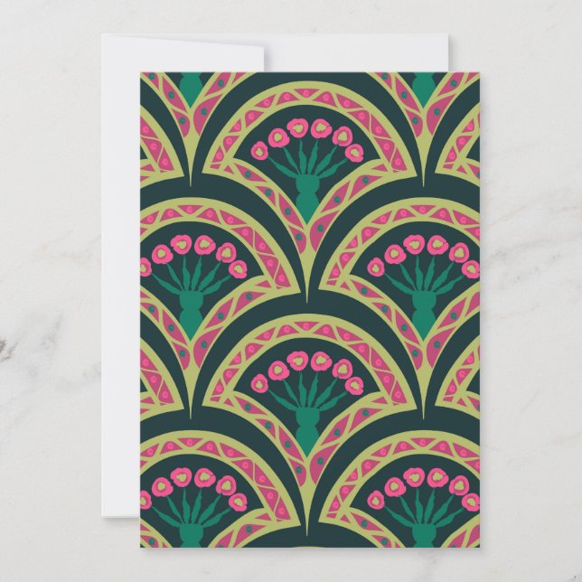 shell shaped green pattern holiday card (Front)