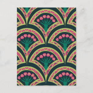 shell shaped green pattern holiday postcard