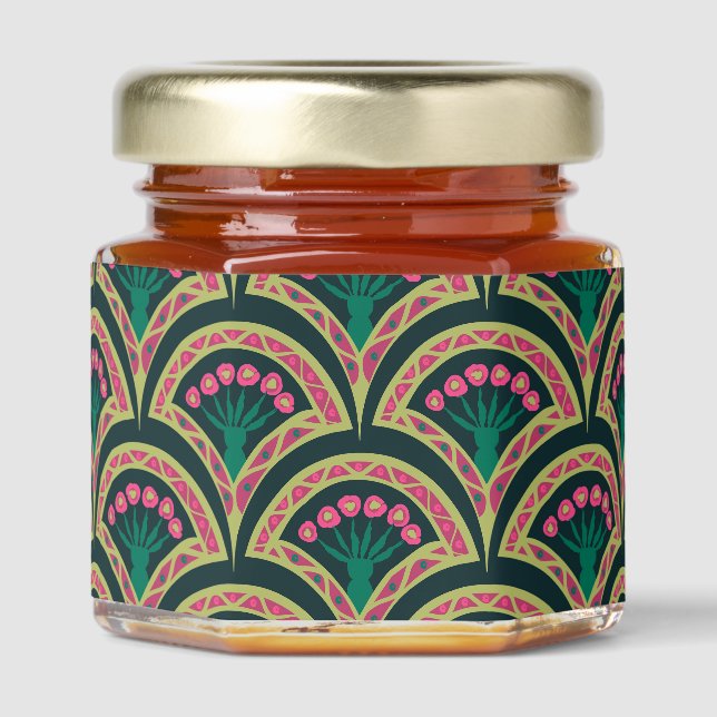 shell shaped green pattern honey jar favors (Front)