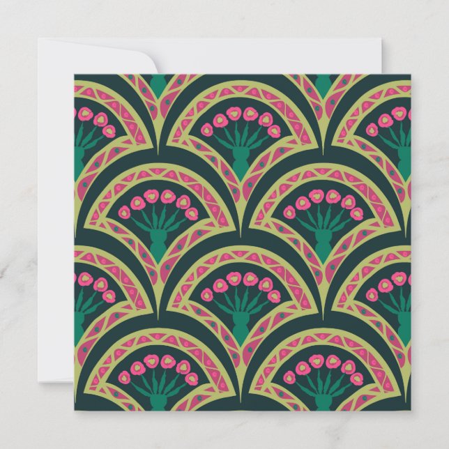 shell shaped green pattern invitation (Front)