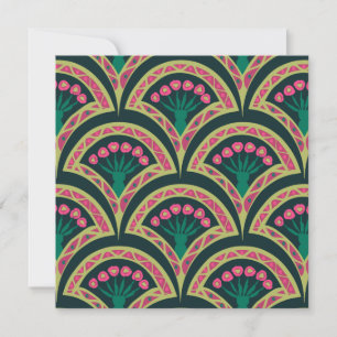 shell shaped green pattern invitation