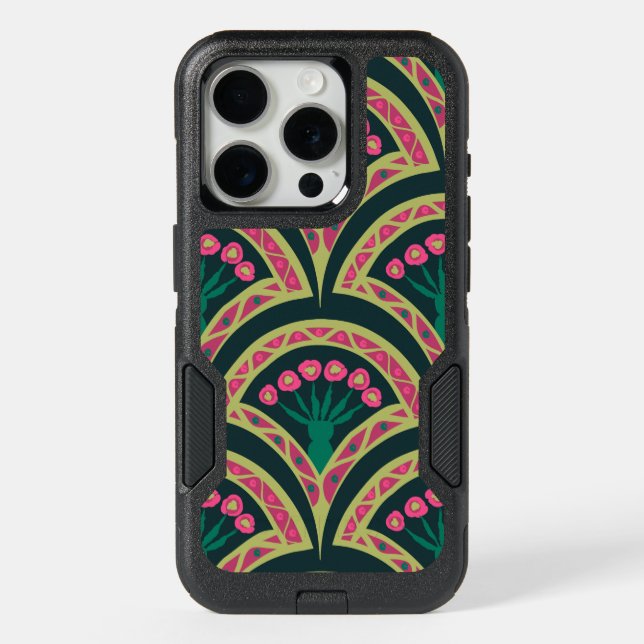 shell shaped green pattern iPhone 15 pro case (Back)