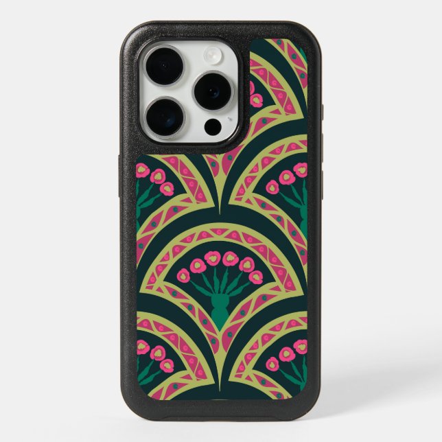 shell shaped green pattern iPhone 15 pro case (Back)