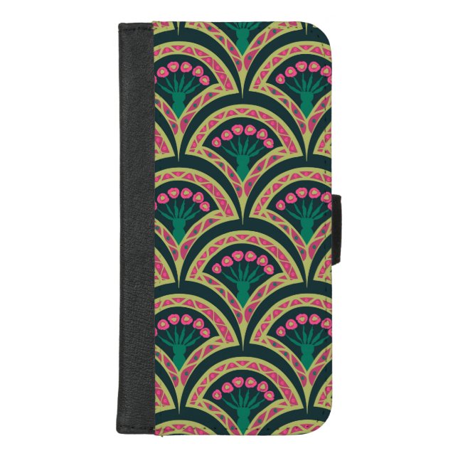 shell shaped green pattern iPhone wallet case (Front)