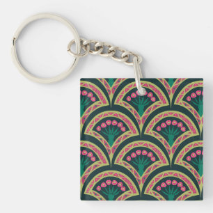 shell shaped green pattern keychain