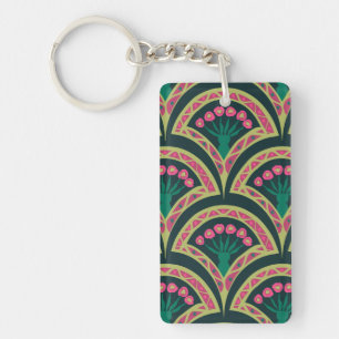 shell shaped green pattern keychain