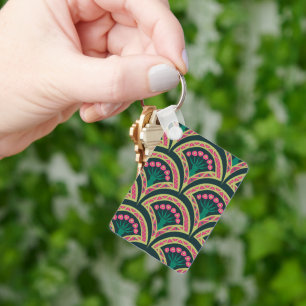 shell shaped green pattern keychain