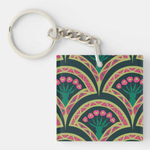 shell shaped green pattern keychain