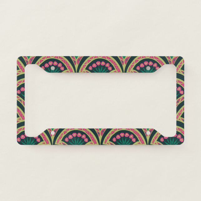 shell shaped green pattern license plate frame (Front)