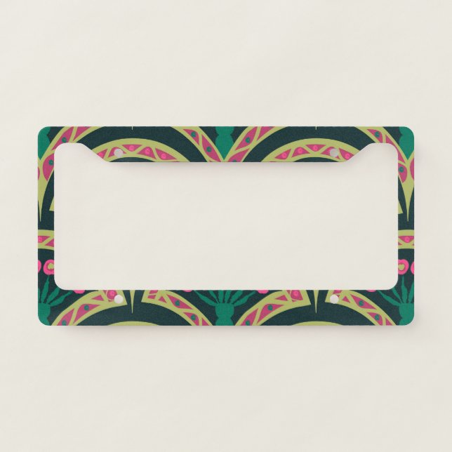 shell shaped green pattern license plate frame (Front)
