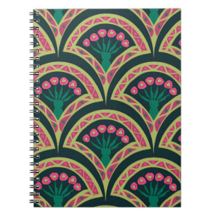 shell shaped green pattern notebook