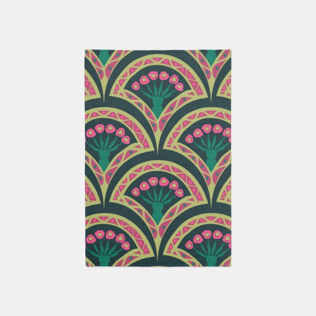 shell shaped green pattern outdoor rug (Front (Vertical))