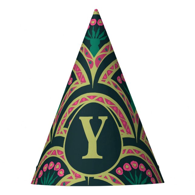 shell shaped green pattern party hat (Front)