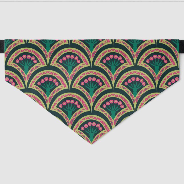 shell shaped green pattern pet bandana collar (Front)