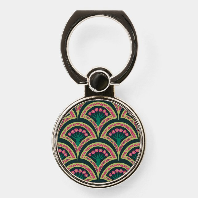 shell shaped green pattern phone ring stand (Front)
