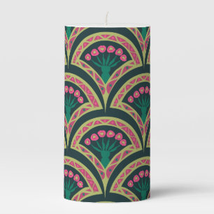 shell shaped green pattern pillar candle