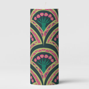 shell shaped green pattern pillar candle