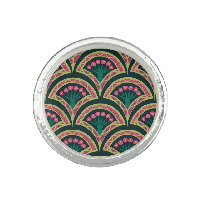 shell shaped green pattern ring (Front)