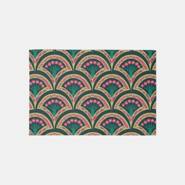 shell shaped green pattern rug (Front)