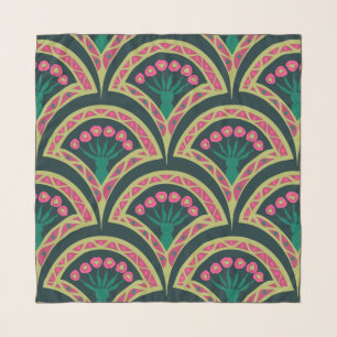 shell shaped green pattern scarf