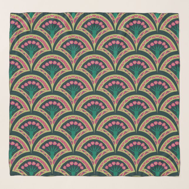 shell shaped green pattern scarf (Front)