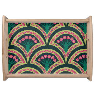 shell shaped green pattern serving tray