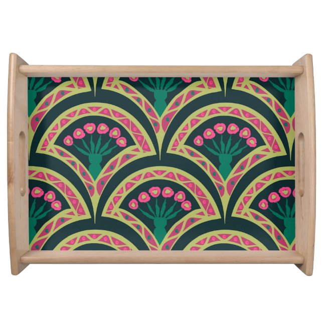 shell shaped green pattern serving tray (Front)