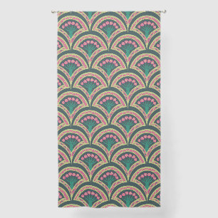 shell shaped green pattern sheer curtains
