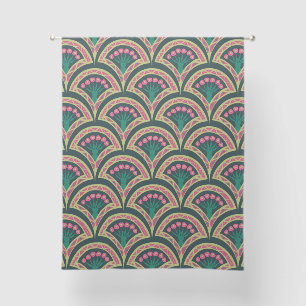 shell shaped green pattern sheer curtains
