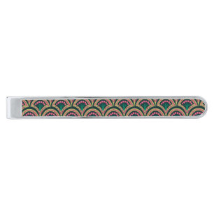 shell shaped green pattern silver finish tie bar