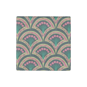 shell shaped green pattern stone magnet
