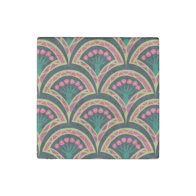 shell shaped green pattern stone magnet (Front)