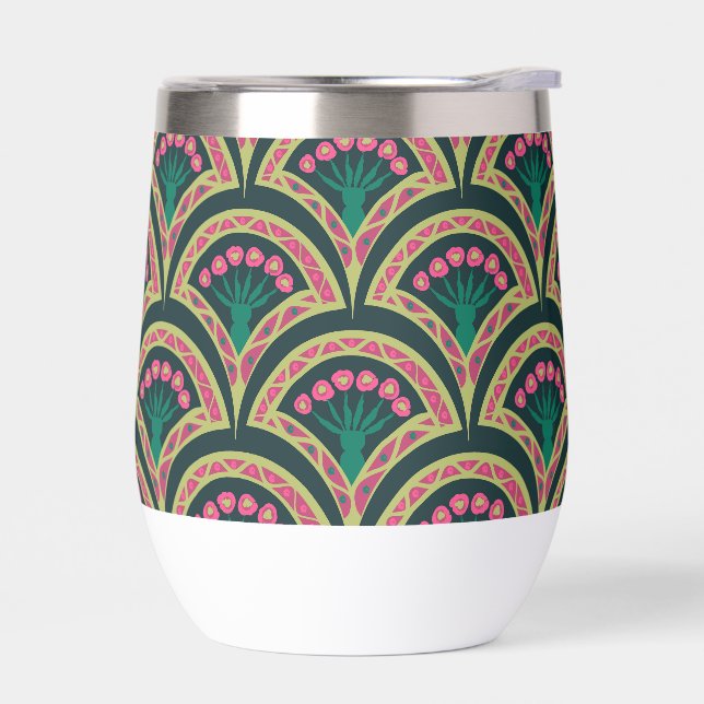 shell shaped green pattern thermal wine tumbler (Left)