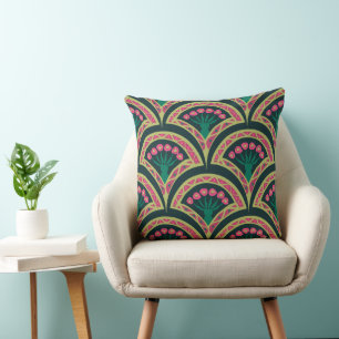 shell shaped green pattern throw pillow