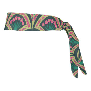 shell shaped green pattern tie headband