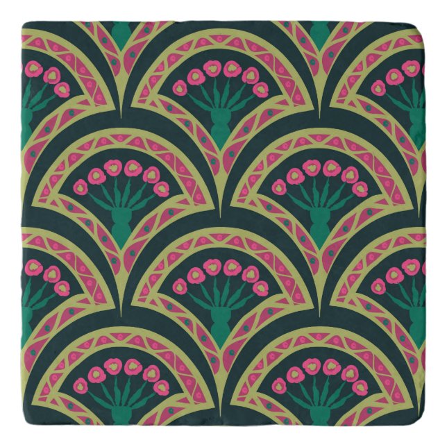 shell shaped green pattern trivet (Front)