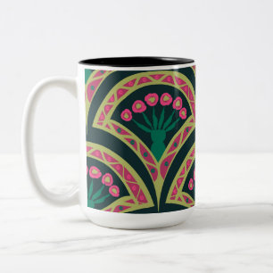 shell shaped green pattern Two-Tone coffee mug