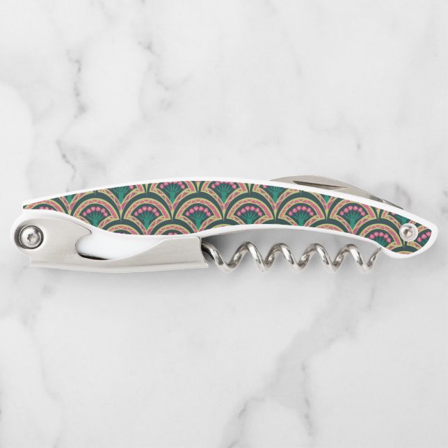 shell shaped green pattern waiter's corkscrew (Front)