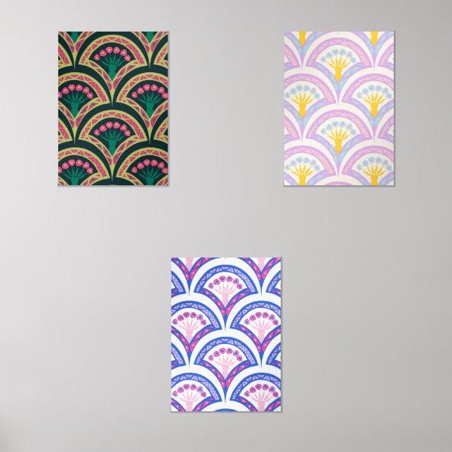 shell shaped green pattern wall art sets (Front)