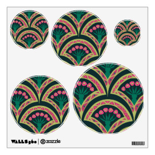 shell shaped green pattern wall decal