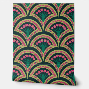 shell shaped green pattern wallpaper 