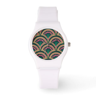 shell shaped green pattern watch