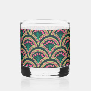 shell shaped green pattern whiskey glass