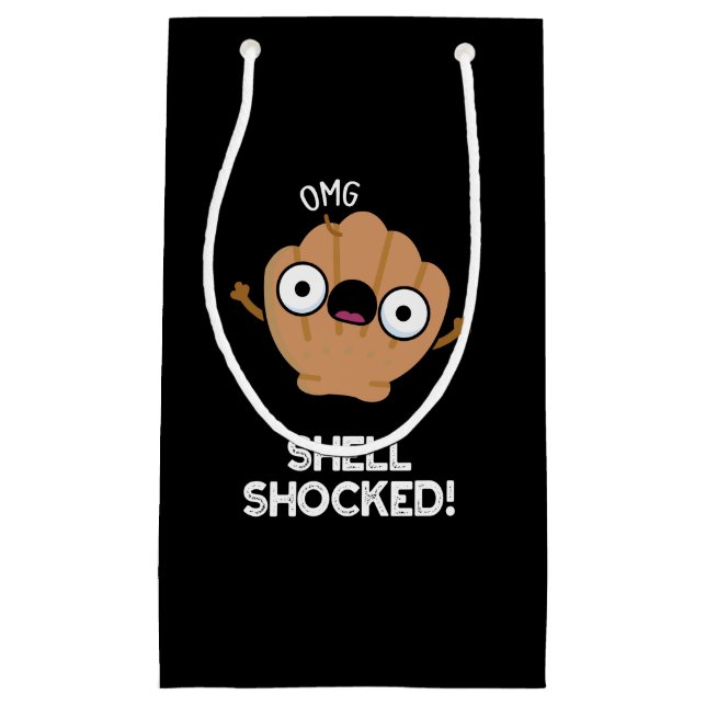 Shell Shocked Funny Seashell Pun Dark BG Small Gift Bag (Front)