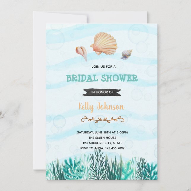 Shell shower theme invitation (Front)