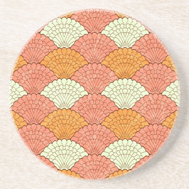 Shell Spectacle: Abstract Sea Patterns Coaster (Front)