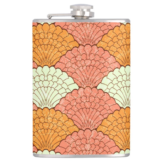 Shell Spectacle: Abstract Sea Patterns Flask (Front)