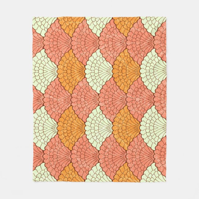 Shell Spectacle: Abstract Sea Patterns Fleece Blanket (Front)